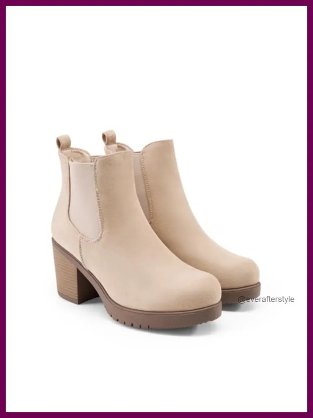 High Chunky Heel Chelsea Ankle Boots Slip On Elastic Heeled Booties Shoes